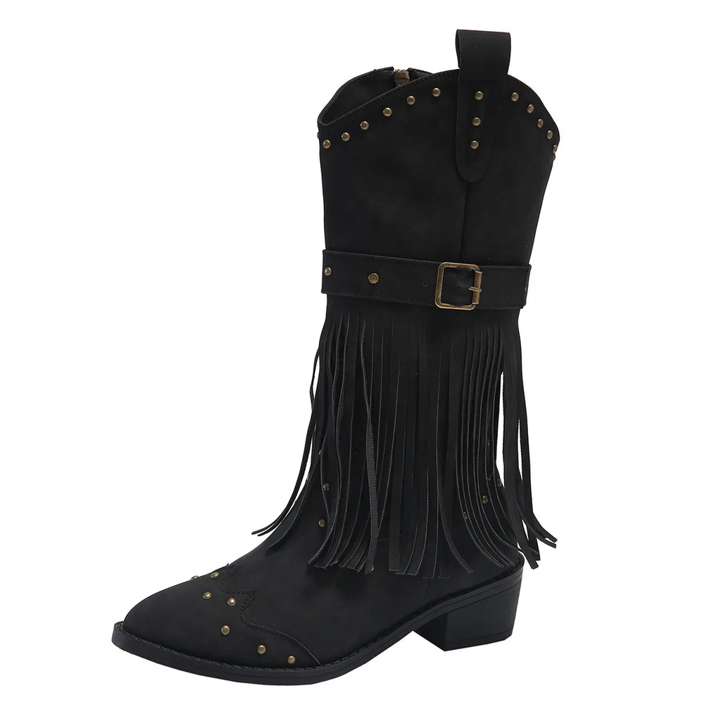 Women Western Cowgirl Calf Womens PU Leather