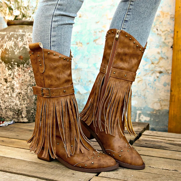 Women Western Cowgirl Calf Womens PU Leather