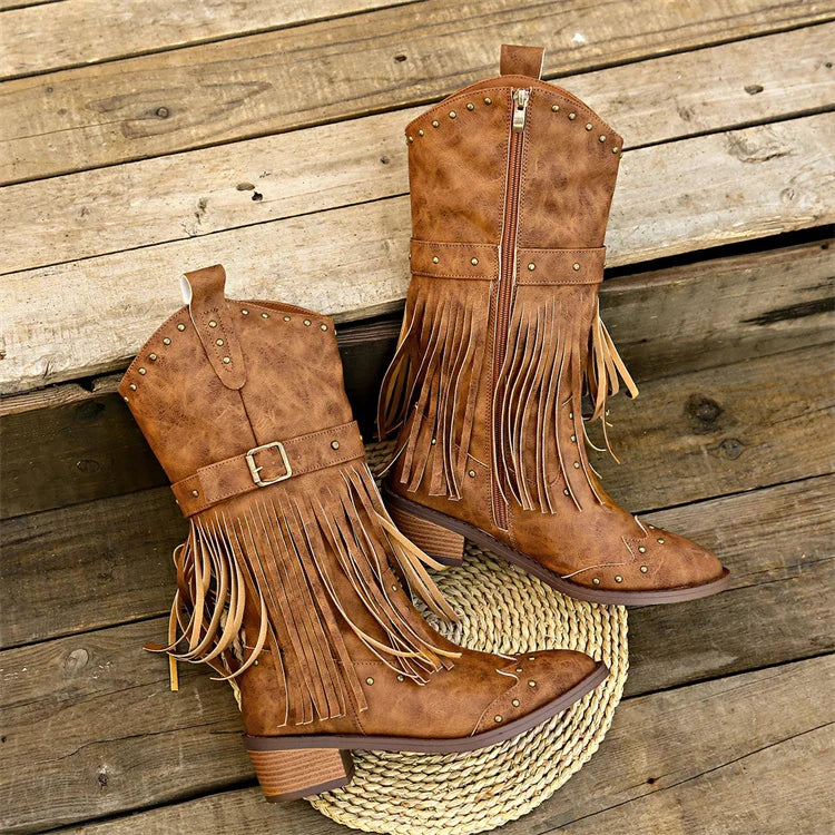 Women Western Cowgirl Calf Womens PU Leather