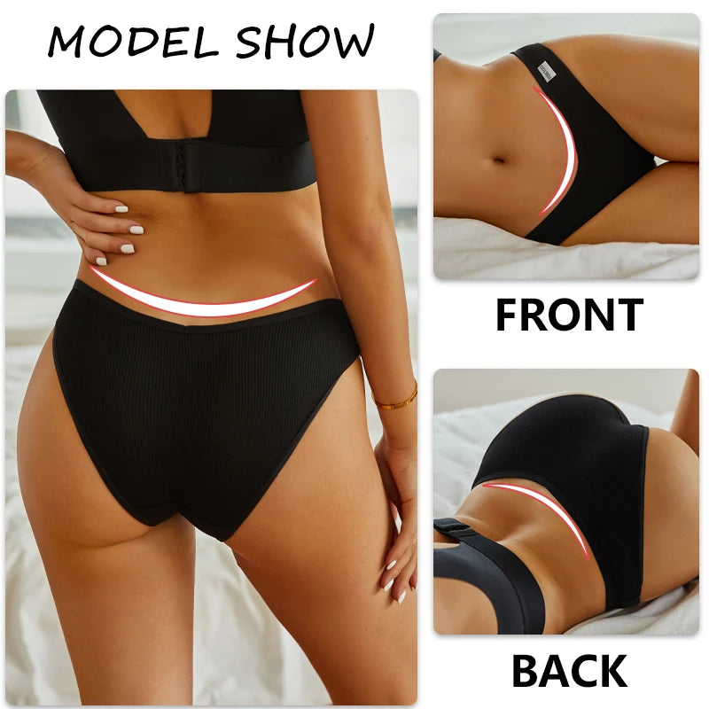 FINETOO 3Pcs Cotton Panties Solid Women's Comfort Underwear Skin-Friendly Briefs Female Sexy Low-Rise Intimates Intimates M-4xl