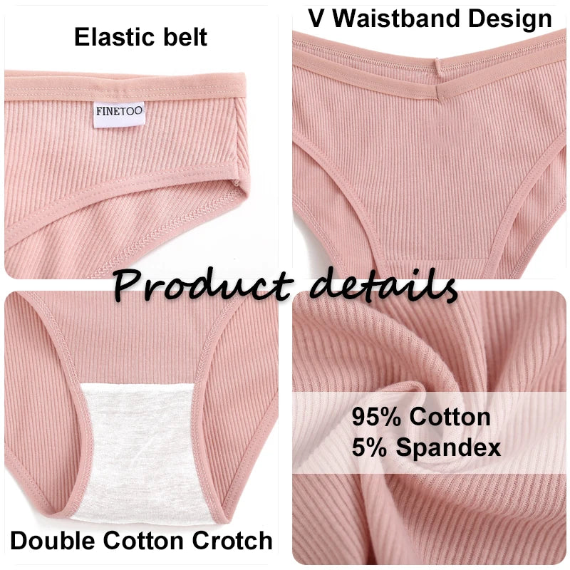 FINETOO 3Pcs Cotton Panties Solid Women's Comfort Underwear Skin-Friendly Briefs Female Sexy Low-Rise Intimates Intimates M-4xl